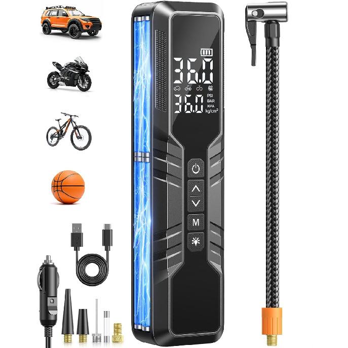 Tire Inflator Portable Air Compressor - 150PSI Cordless Air Pump for Car Tires, Portable Tire Inflator for Car, Air Compressor with Pressure
