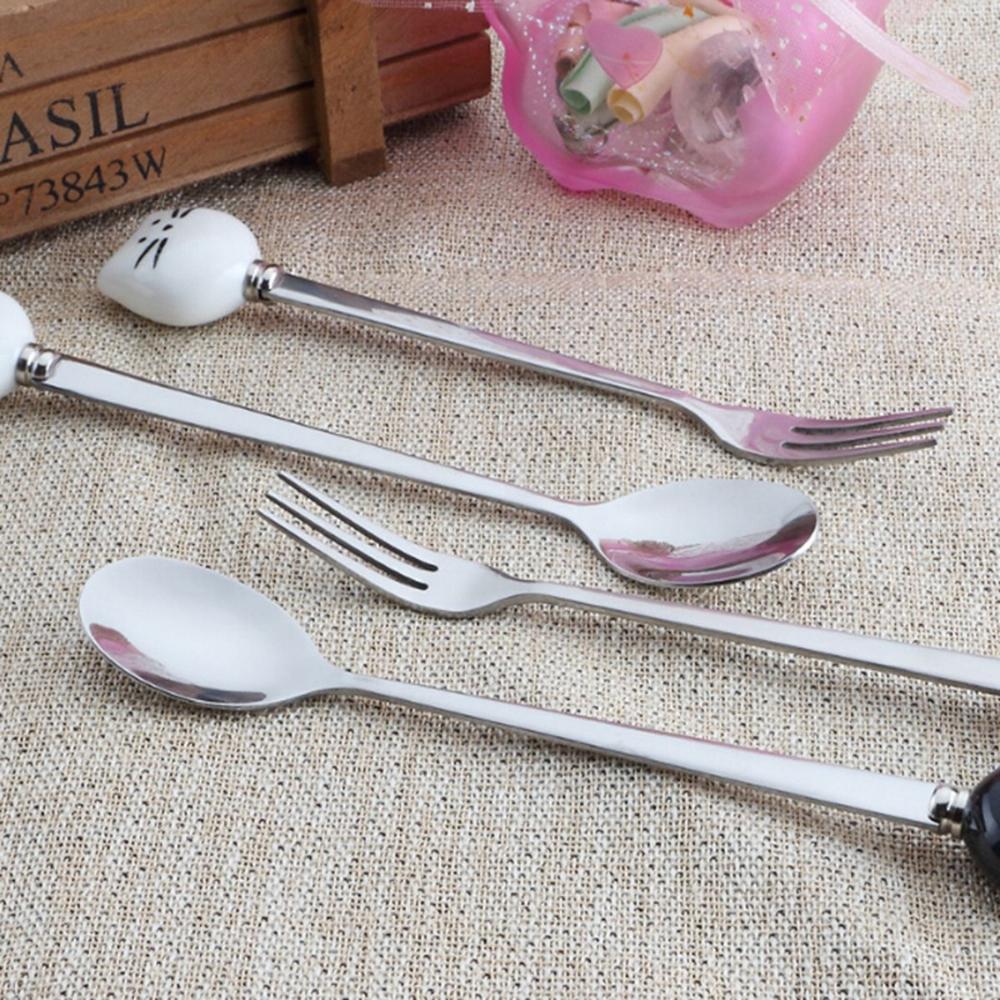 Home Tableware Cartoon Cute Animals Tea Spoons Coffee Stirrer Stirring Tool Cat Dessert Spoon