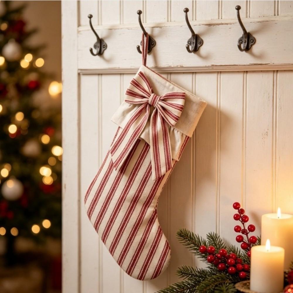 Plaid Hanging Gift Bag Striped Festive Stocking Unique Christmas Stocking Gift Giving