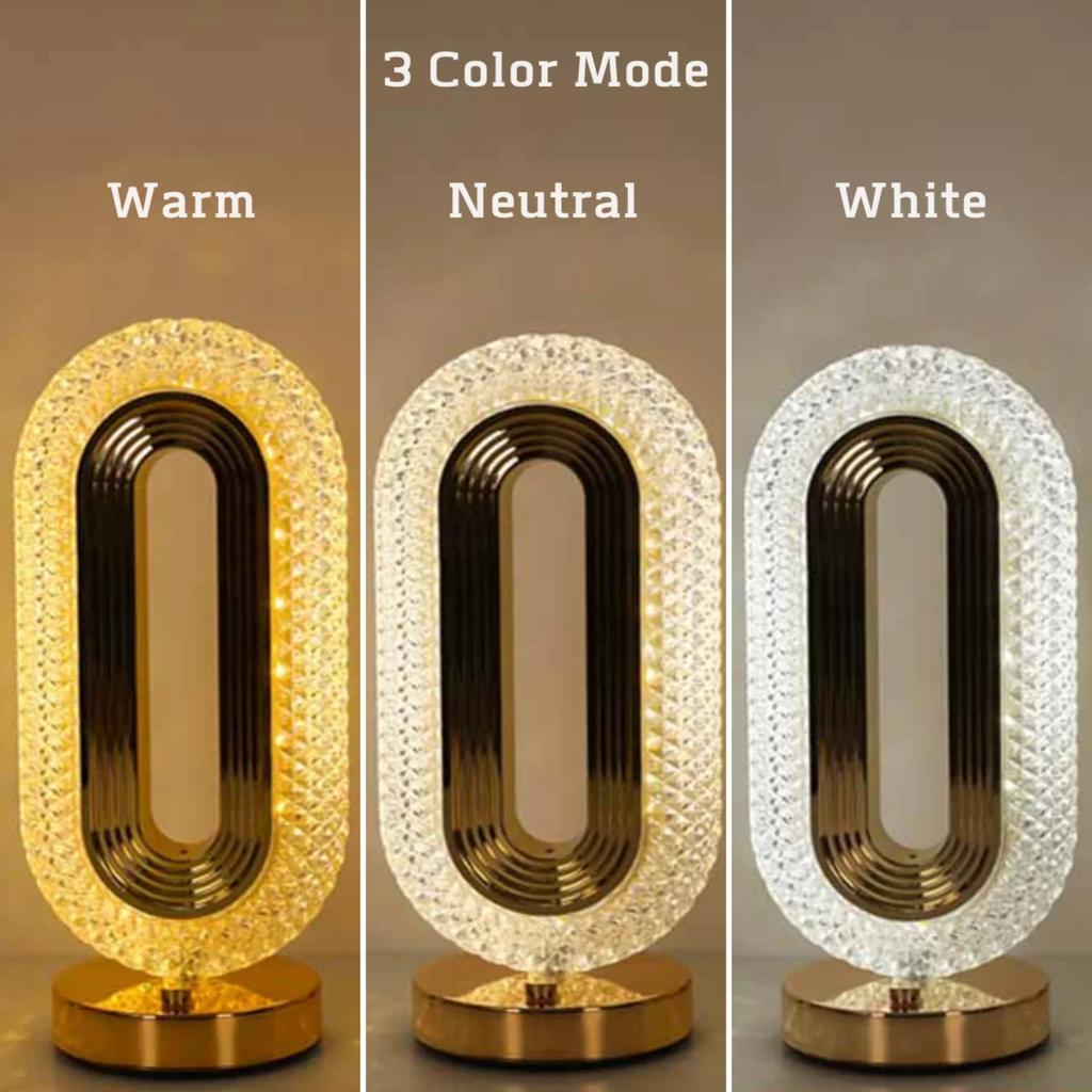 New Elegant, Modern, and Luxurious Oval Crystal Table Lamp - Stylish Rechargeable Night Light for Bedroom and Living Room - Crea