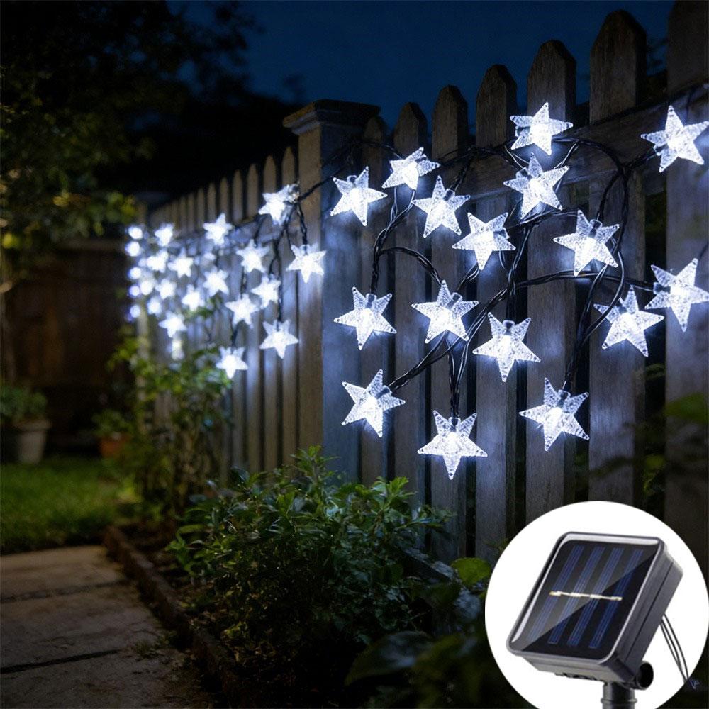 Outdoor Solar Star String Lights 8 Modes Wedding LED Light for Fence Garden Patio Courtyard Holiday Party House Tree Decoration