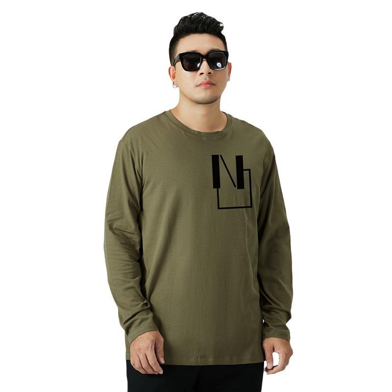 Męski T-shirt z długim rękawem o luźnym kroju w dużym rozmiarze na jesień (300 Jin)