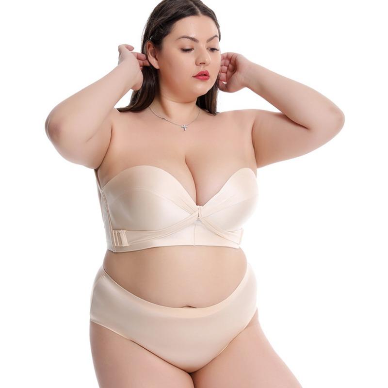Large Size Strapless Bra Cross Non-slip Wrap Chest Seamless Gathered Women's Tube Top Large Chest Small Bra