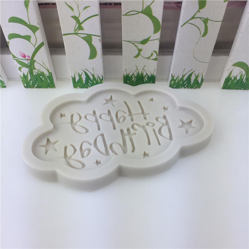 DL New Happy Birthday Silicone Fondant Cake Decorating Mold Chocolate Baking Mould