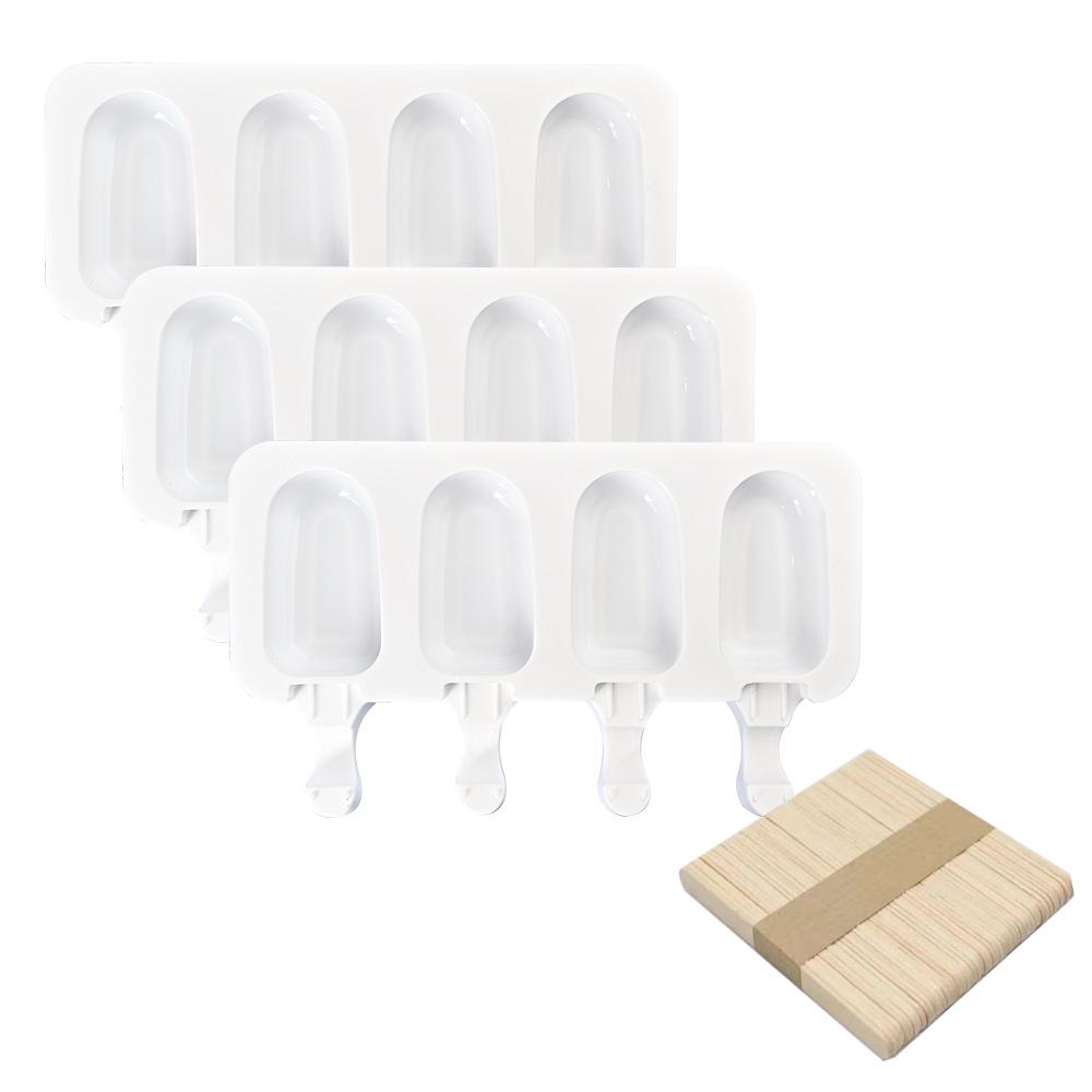 DIY 4-Cavity Oval Silicone Ice Cream & Popsicle Mold