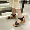 Rome with skirt sandals women's 2025 summer new open-toed casual versatile wedge heel beach black outer sandals