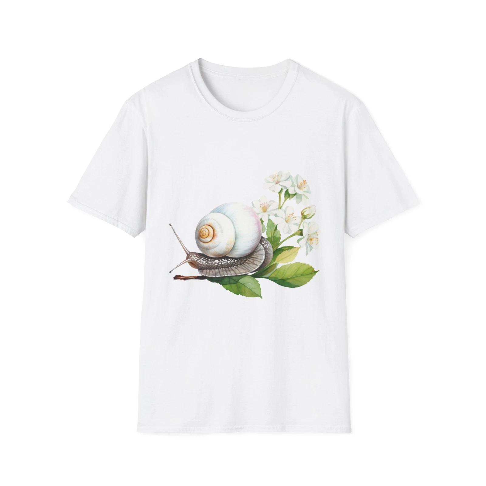 Snail Floral Spring T-Shirt, Unisex Tee, Nature Lover Gift, Floral Print Shirt, S
