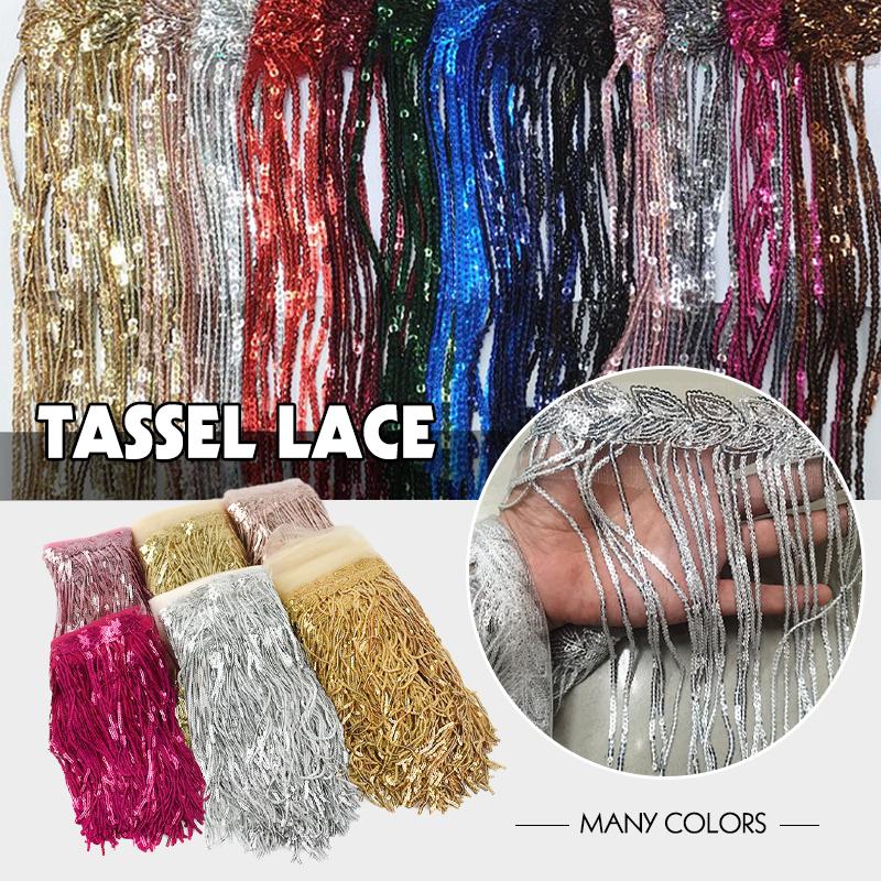 10 Yards 20cm Colorful Sequin Shiny Tassel Lace Trim Ribbon Fringe Diy Handmade Dance Performance Stage Costume Curtain Decor