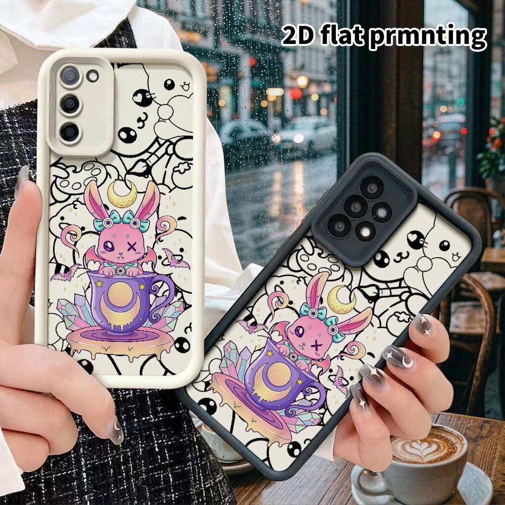 Phone case: 2D flat, suitable for Samsung Galaxy A34 A35 M05 M06 S20 S22 S21 FE Plus 5G, pink and purple rabbit, perfect Christmas and Halloween gift
