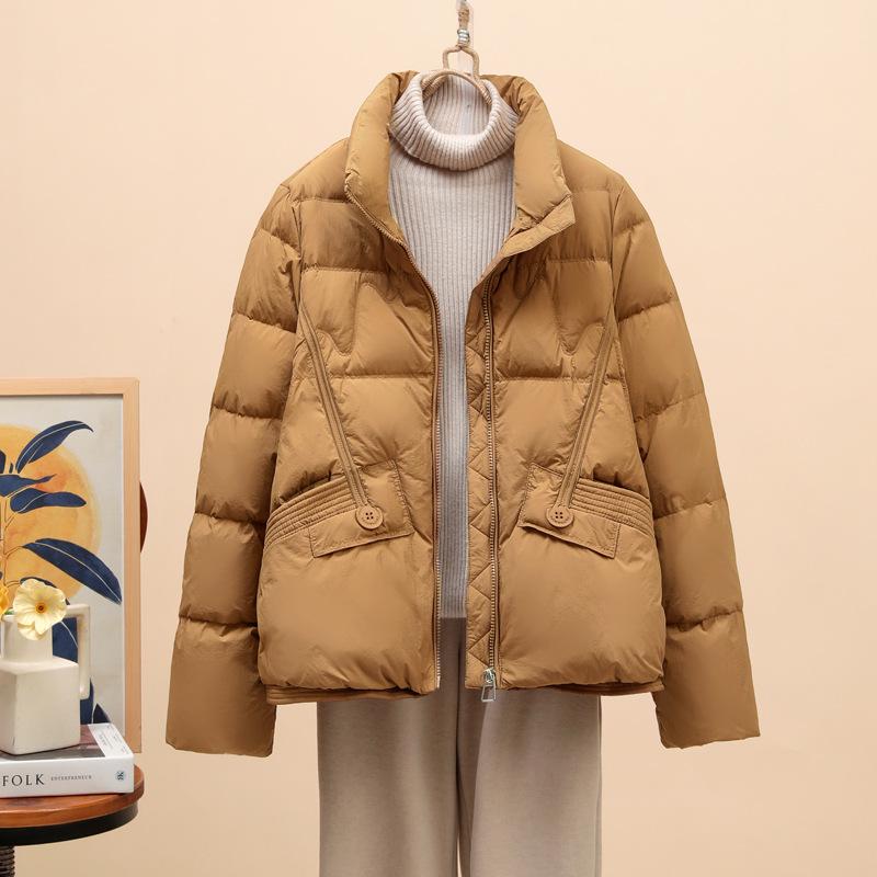 New Winter Fashion Foreign Style Loose Warm White Duck Down Jacket Stand-up Collar Short Thickened Down Jacket Women's Clothing