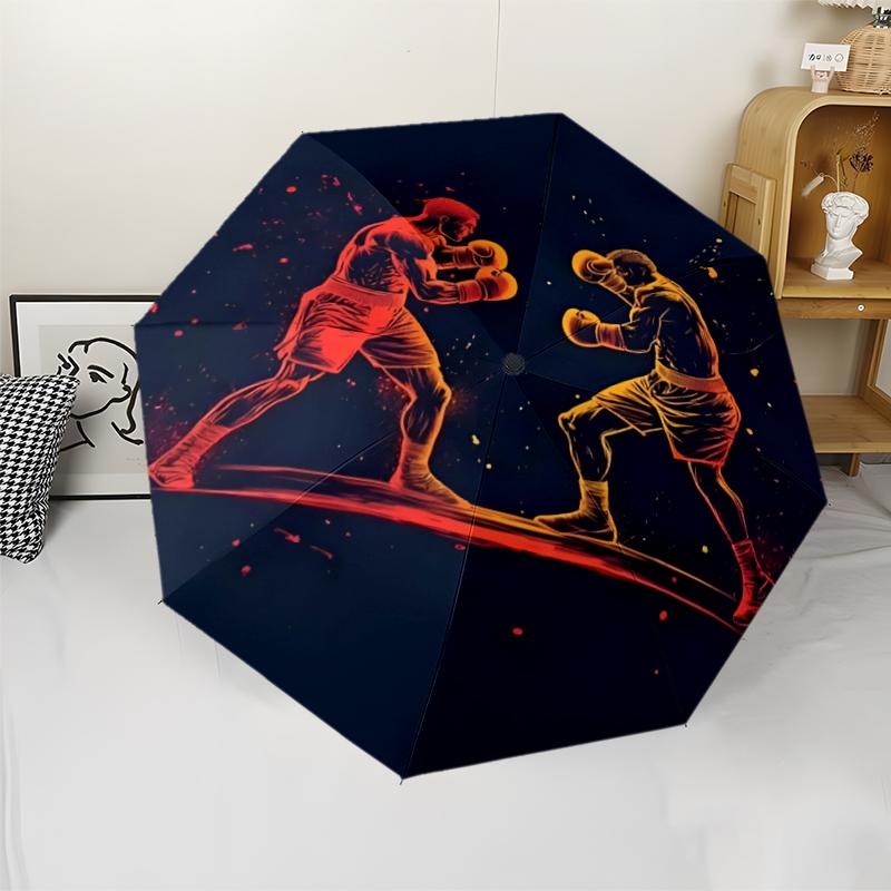 boxing Theme Automatic Umbrella, Lightweight & Portable, 8 Rib, Perfect for Outdoor Travel, Birthdays, Christmas, Gifts.