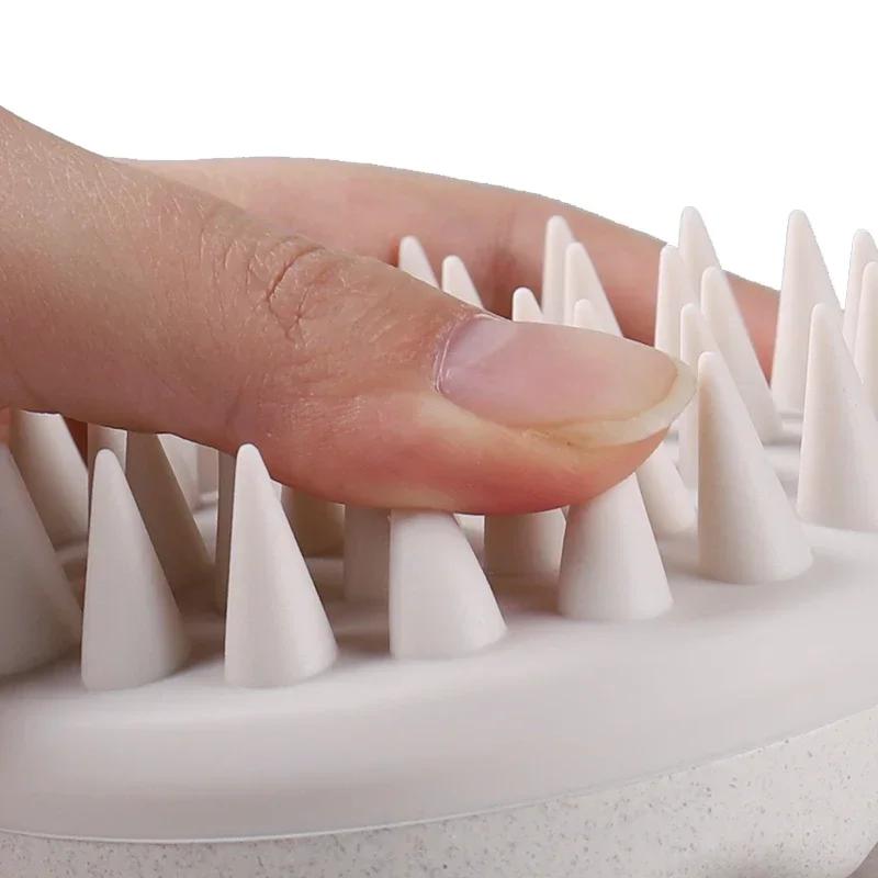 Kopfhautbürsten-Massagegerät, Sculp-Scrubber-Bürste, Weizenstroh, biologisch abbaubare Silikon-Shampoo-Bürste, Haar-Kopfhaut-Massagegerät für Haarwachstum