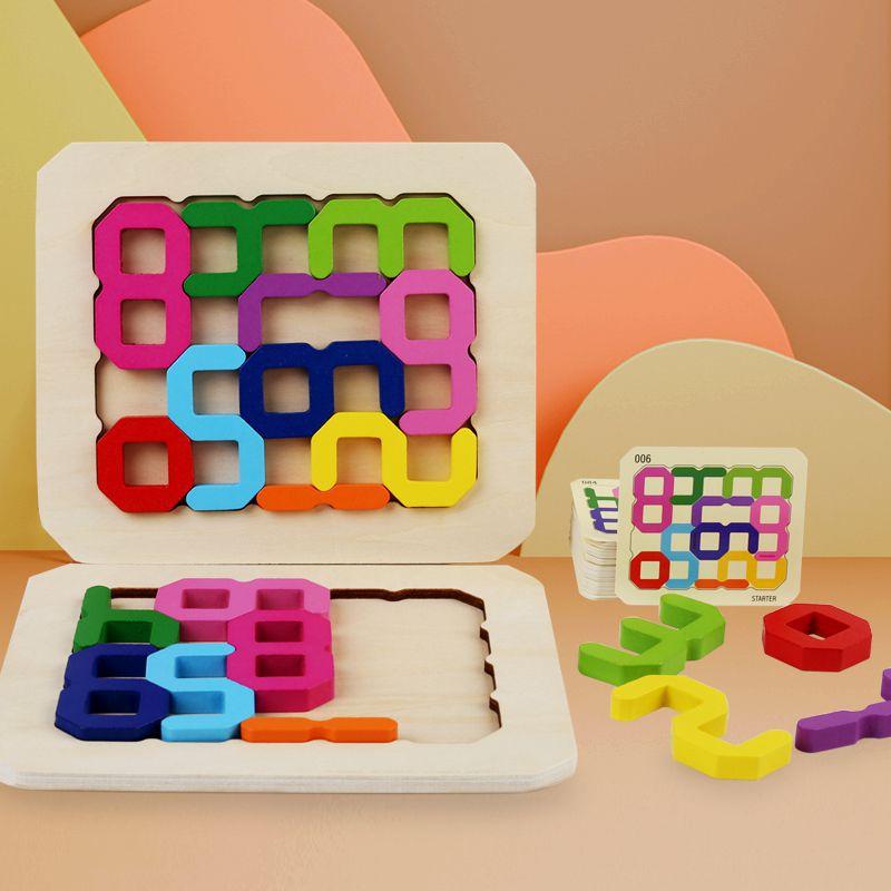 Children s Wooden Numbers Puzzle Logic Thinking Training Tabletop Game Early Learning Interactive Puzzle Board Game Set
