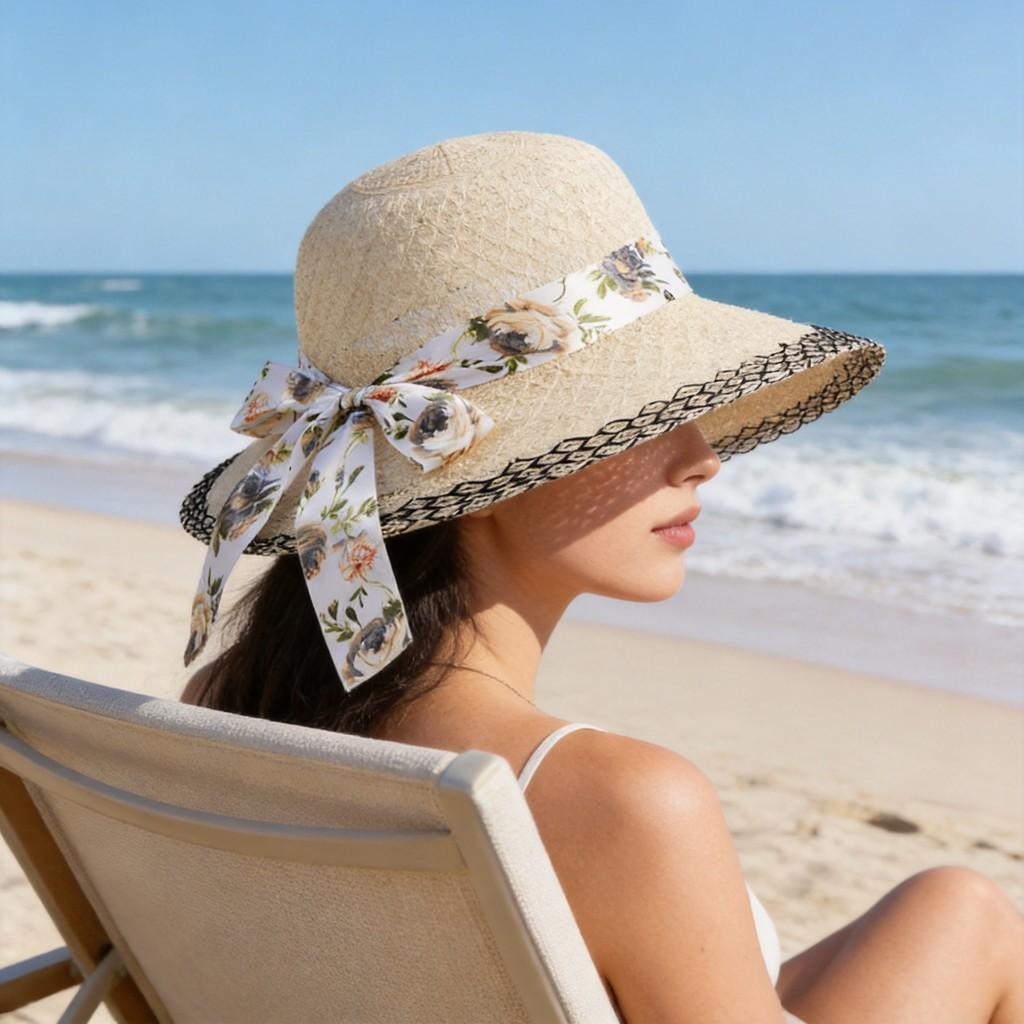 Summer Straw Sun Hat With Large Brim And Breathable Cotton For Women Sun Protection