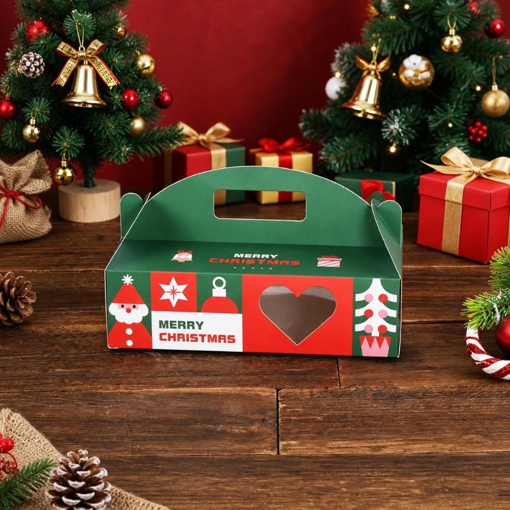 5pcs Portable Handle Christmas Gift Box Christmas Gift Wrapping Box  For Christmas Parties Gift