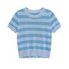 Kaslead New Arrival Women's Clothing Fashion Style Fashion Simple Knitting Stripes Short Sleeve Tops 2142079