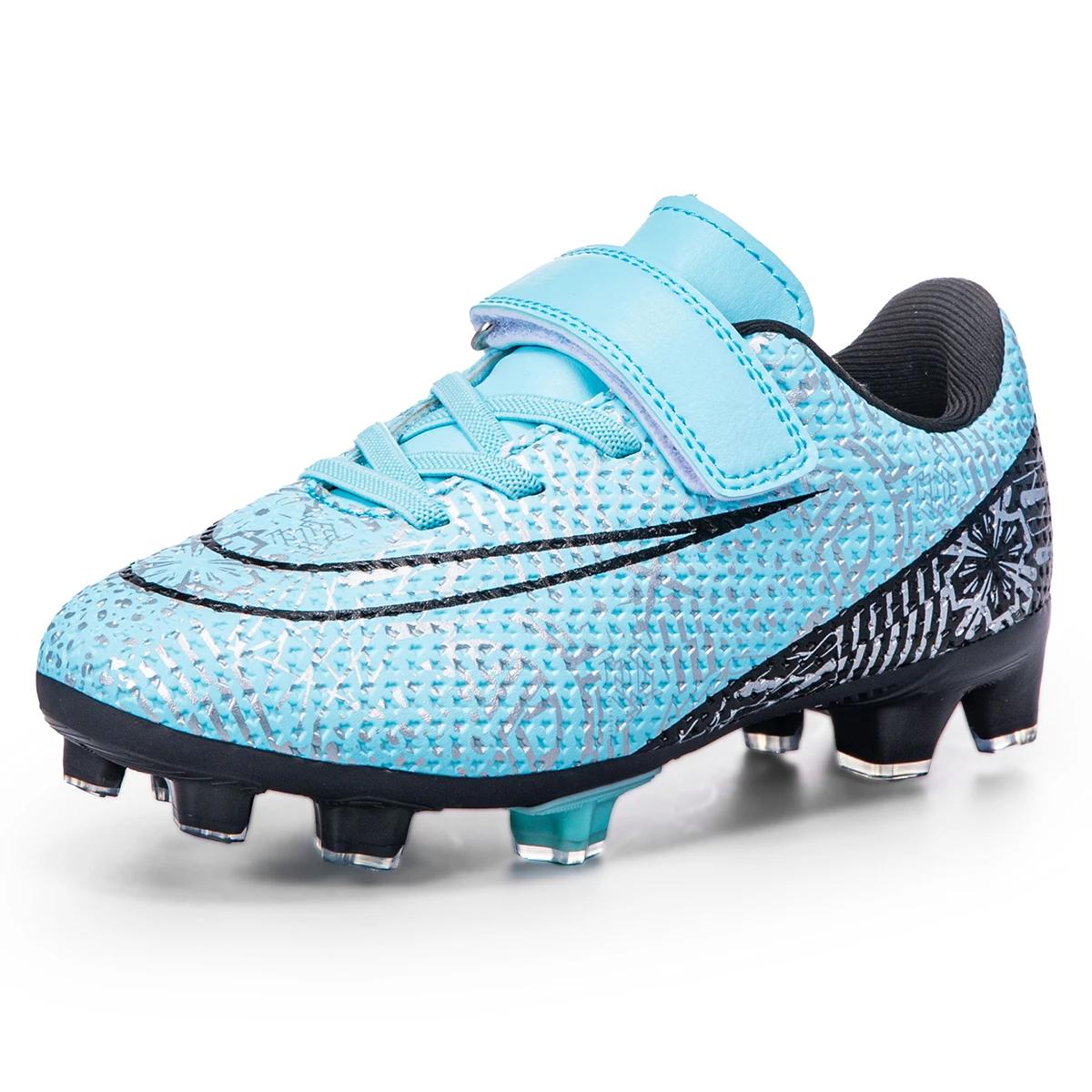 Chaussures de Football pour Enfants Gazon Société Entraînement en Salle Original Garçon Fille Chaussures de Football Crampons Antidérapants Bottes de Terrain de Football pour Enfants 32