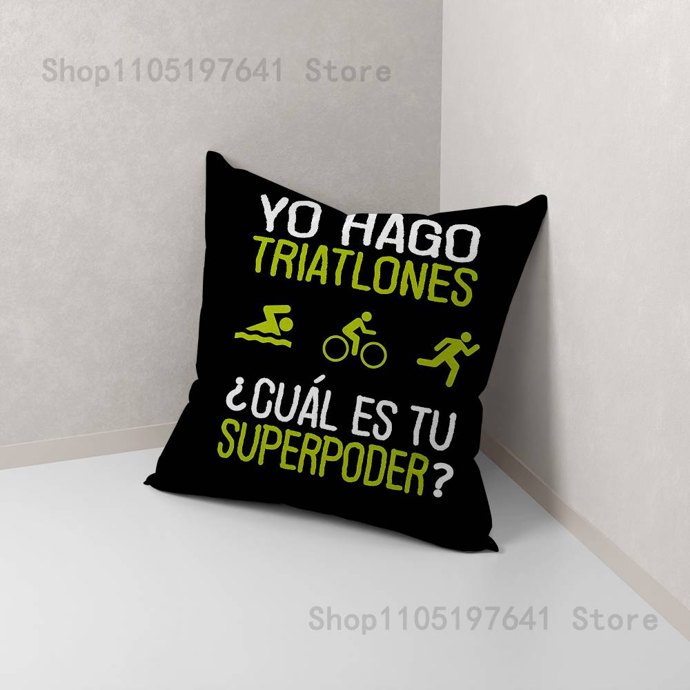 

Triathlon Swim Bike Run Tri Life Pillow Case For Sofa Decor Car Office Room Printing Cushion Cover Decorations and Protector 12x12Inch