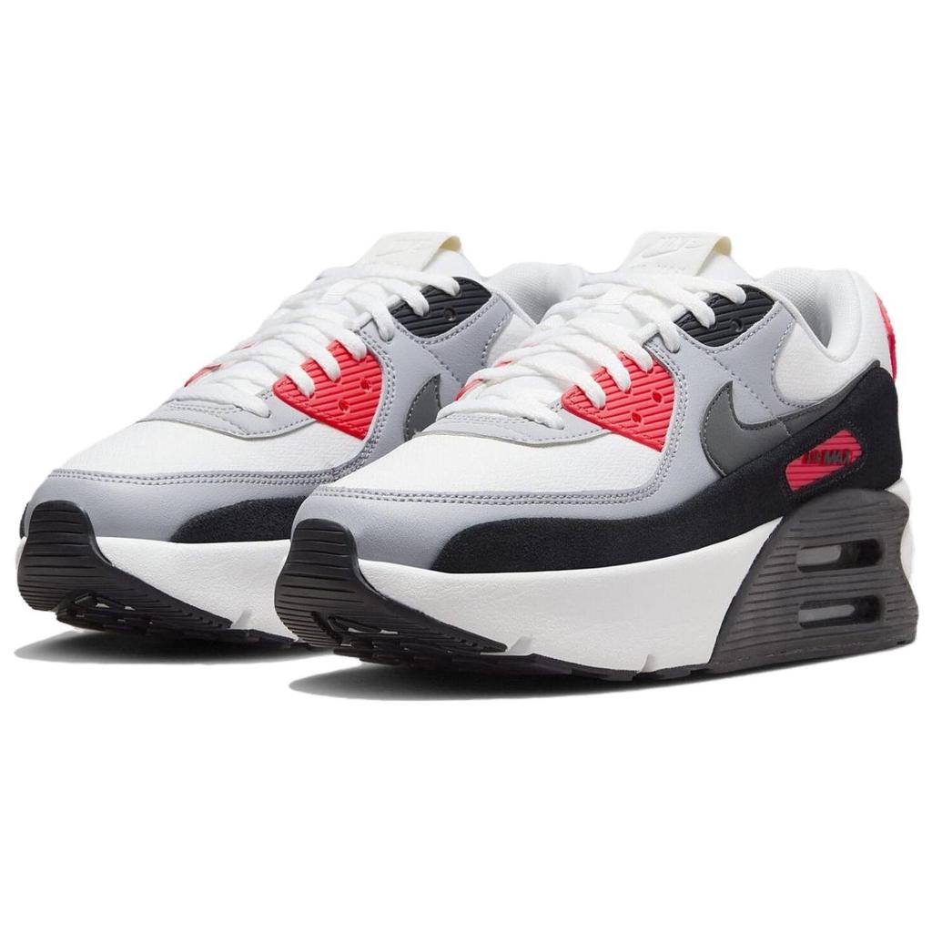 Nike Women Air Max 90 LV8 Summit White Black Wolf Grey Smoke Grey Infrared FD4328-101