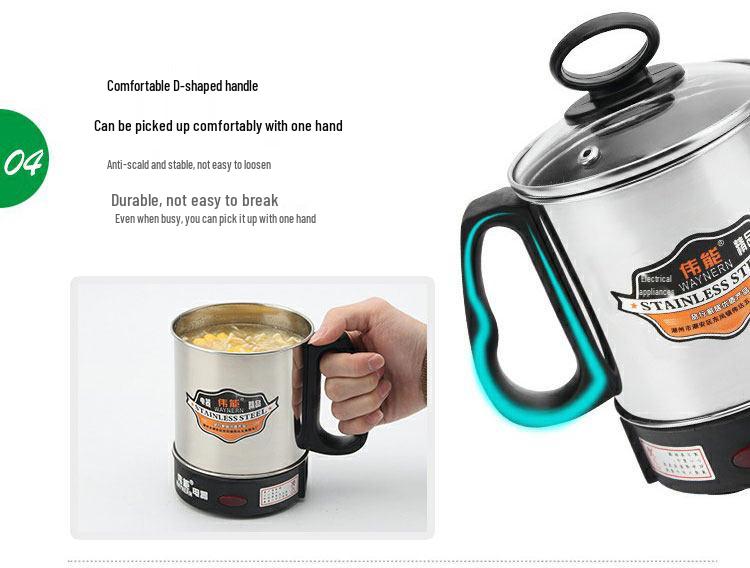 Tazza Elettrica Portatile in Acciaio Inossidabile per Bollire l'Acqua, Cucinare e Scaldare il Latte