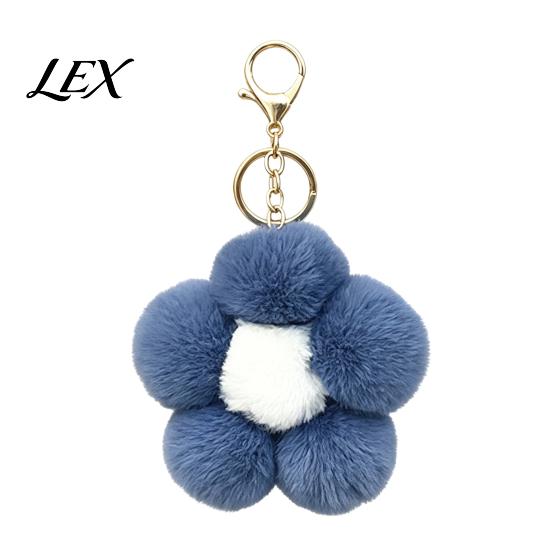 Women Bag Charm Plush Flower Keychain for Handbags, Five-petal Charm, Fluffy Backpack Hanging Accessory Soft
