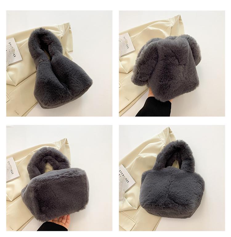 Elegant Plush Women's Handbag: Trendy, Fashionable, Versatile Autumn/Winter Bucket Bag