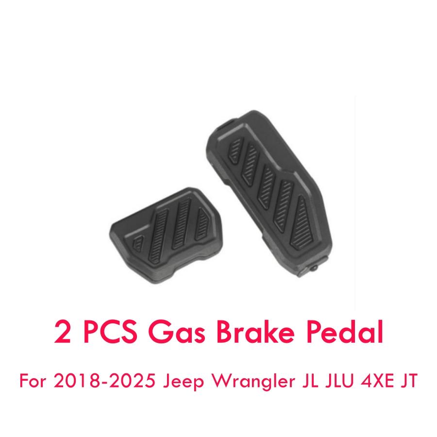 Anti-Slip Gas Pedal Brake Pedal Covers For 2018-2025 Jeep Wrangler JL JLU 4XE Gladiator JT Foot Rest Pedal Covers No Drilling 2PCS Gas Brake