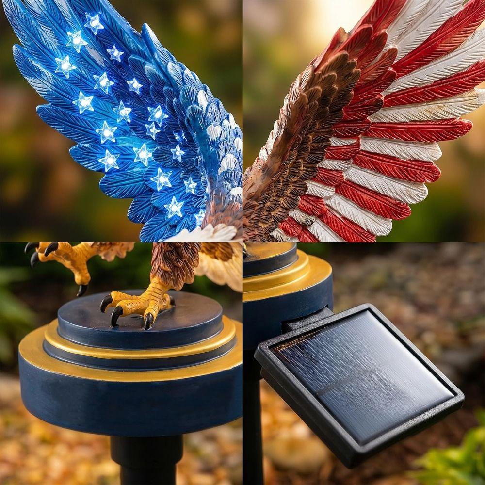 Solar Powered Eagle Garden Stake UV Resistant Patriotic Eagle Statue  Patio Decor