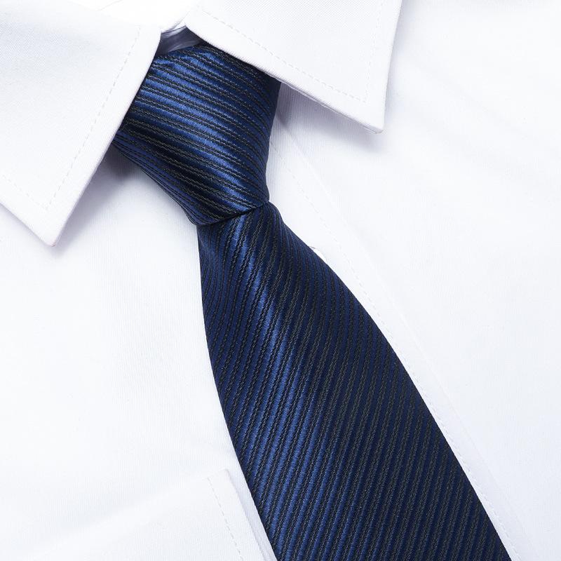 Belt Handsome Men'S Formal Wedding Groom Dark Blue Pattern Hand Zipper Free Pull 8Cm Sea Breeze Blue Tie