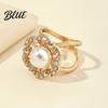 Elegant Scarf Accessory Retro Flower Ring Faux Pearl Rhinestone Clip Durable Clasp Decorative Silk Holder for Women Neckerchiefs Shawls Shirts