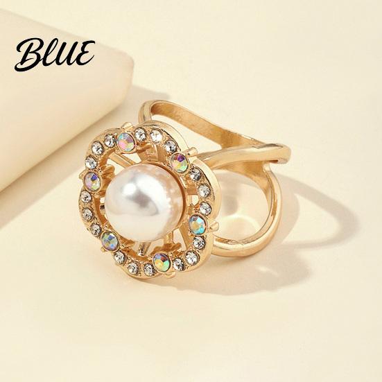 Elegant Scarf Accessory Retro Flower Ring Faux Pearl Rhinestone Clip Durable Clasp Decorative Silk Holder for Women Neckerchiefs Shawls Shirts