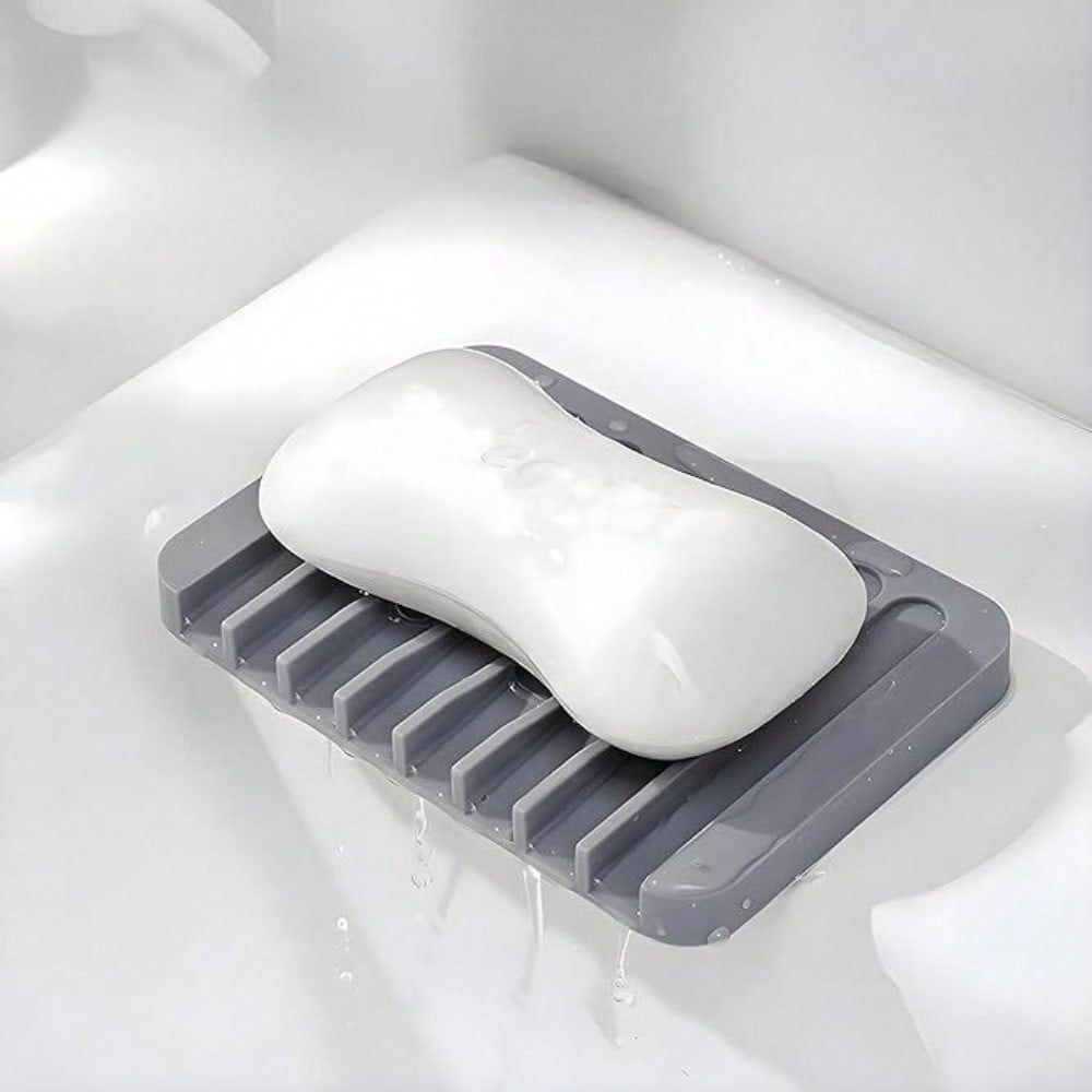 Square Creative Soap Dish, No-Drill Simple Drainage Holder for Waterless Storage