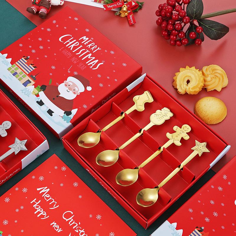 4PC New Year Spoon Fork Christmas Decorations Home Christmas Gifts Christmas Tableware Decorations Children's Gifts
