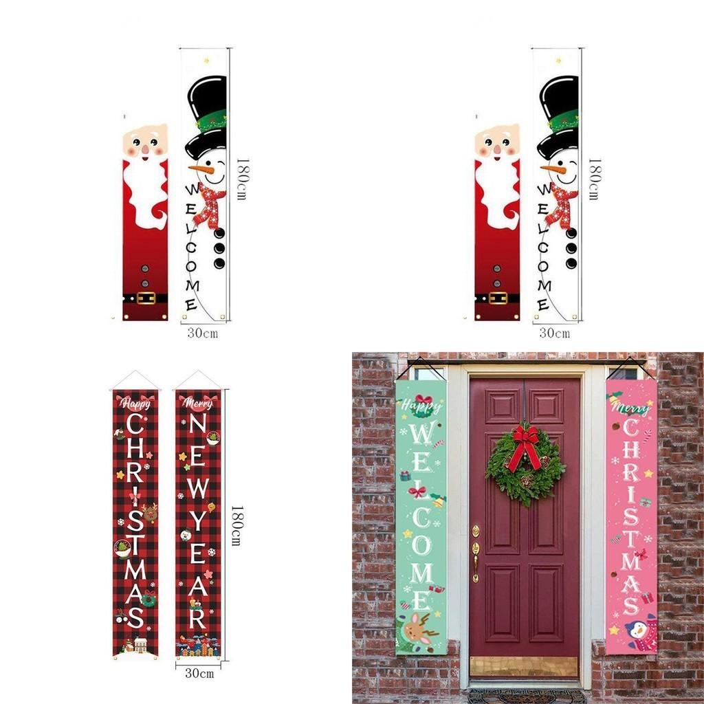 Festive Christmas Hanging Sign Banner Flag Xmas Party Outdoor Decoration