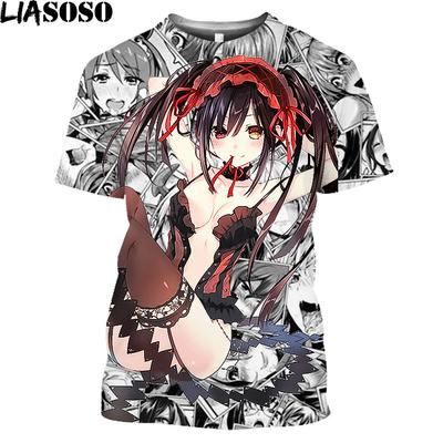 Date A Live Tokisaki Kurumi Sexy Girls Print Otaku Graphic T-Shirt Mangas Anime Short Sleeve Harajuku Shirt For Men
