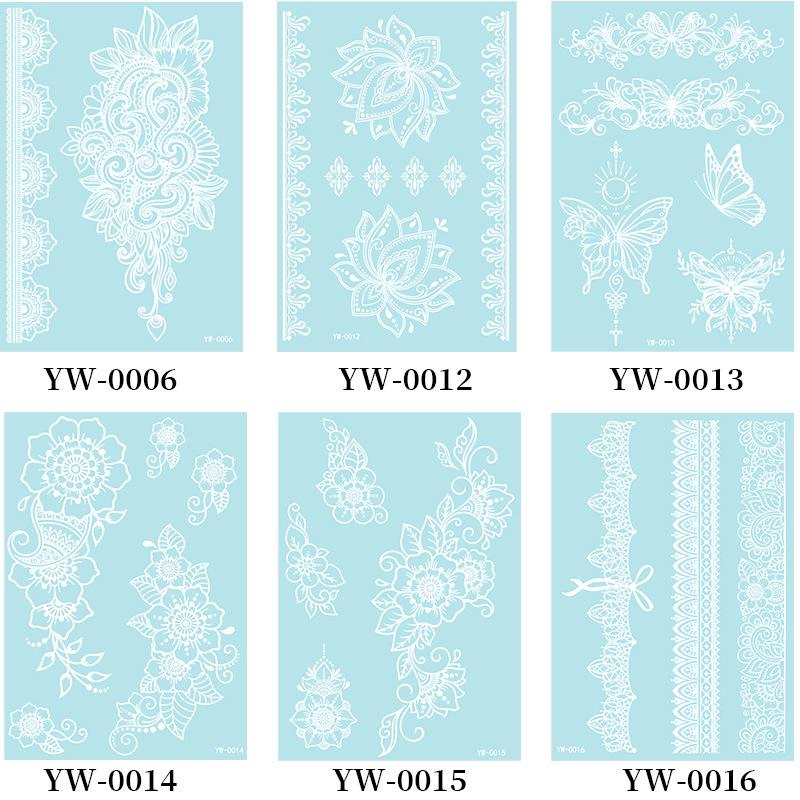 6 Sets Glow In The Dark Lace Temporary Tattoos Waterproof Fake Tattoo for Festival Party Henna Style Arm Leg Decoration