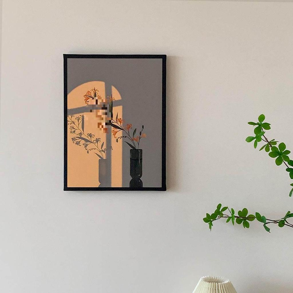 Pintura Decorativa para Sala de Estar - Luz y Sombra: Serie de Curación Floral Fresca, Arte de Pared de Gama Alta de Nicho, Cálido y Artístico
