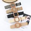 Belt Women'S Non-Porous Cotton And Linen Wind Grass Woven Belt Round Square Buckle Dress Long Shirt Decoration