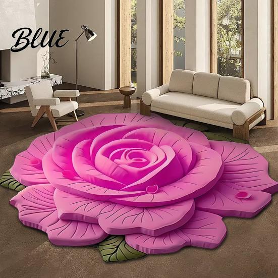 High Simulation Texture Blooming 3D Mat Soft Shaped Floor Carpet Flower Gradient Petal Multi-colored Stamen