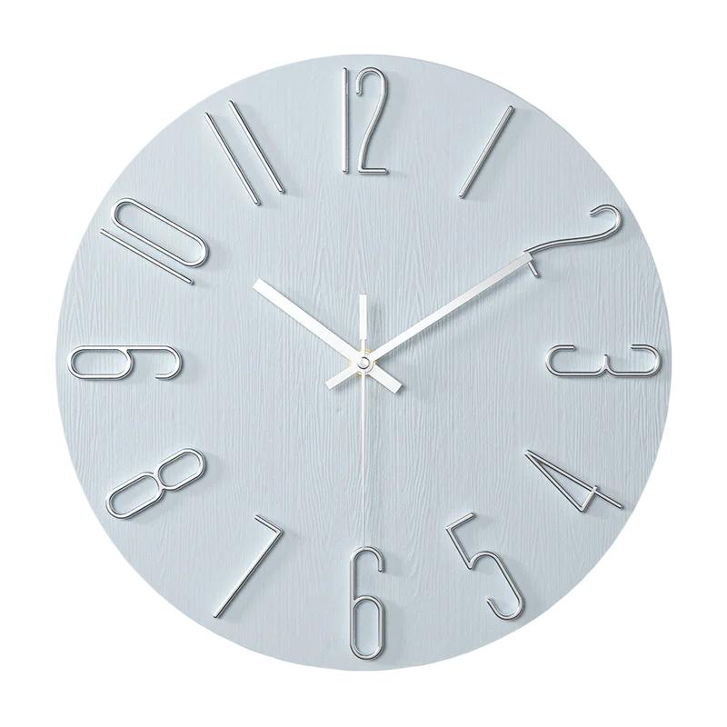 12 Inch Minimalist Decoration Wall Clock Living Room New Light Luxury Modern Simple Nordic Clock Hanging Wall Ins Hole Free