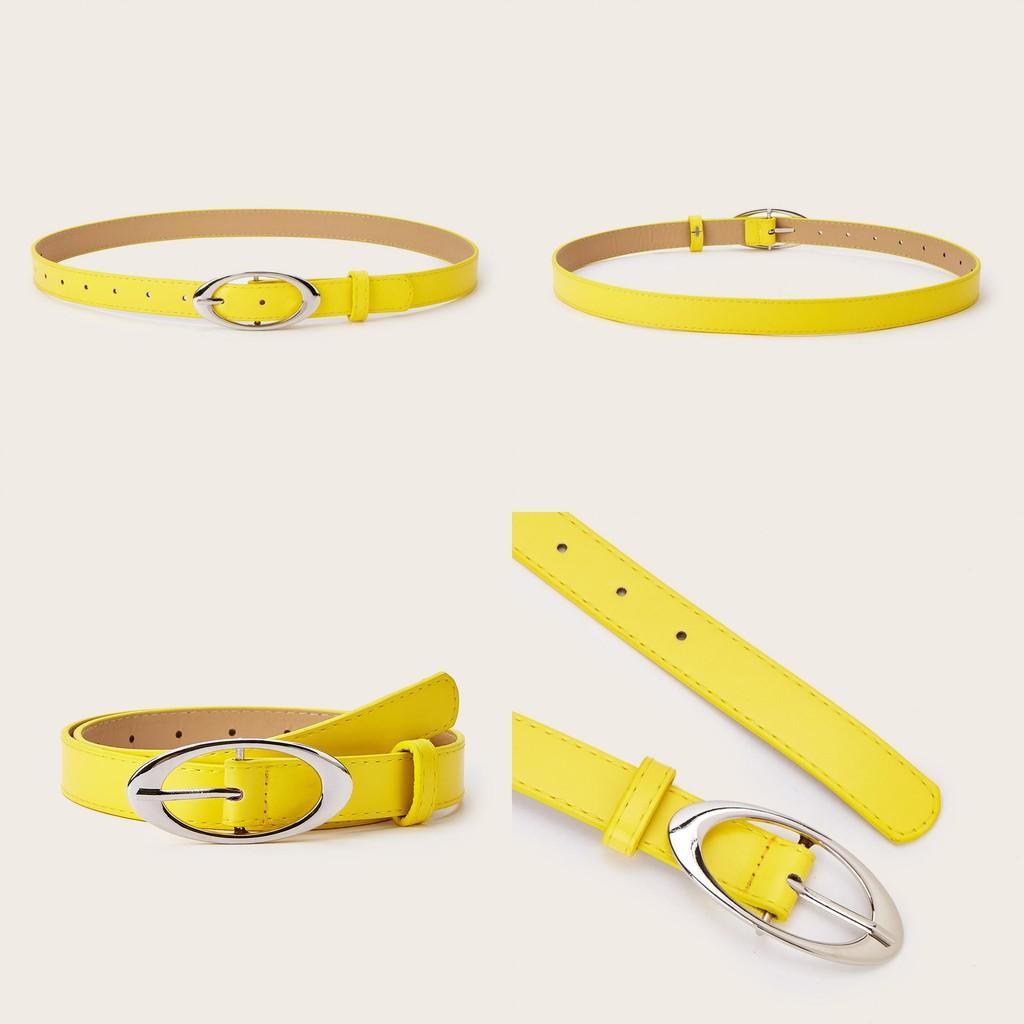 Simple Solid Color Oval Metal Buckle Decoration Women Casual Belt For Daily