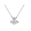 Collana Saturno in Argento Puro S925 Ciondolo Pianeta Scintillante Elegante Catena per Clavicola Stile Coreano