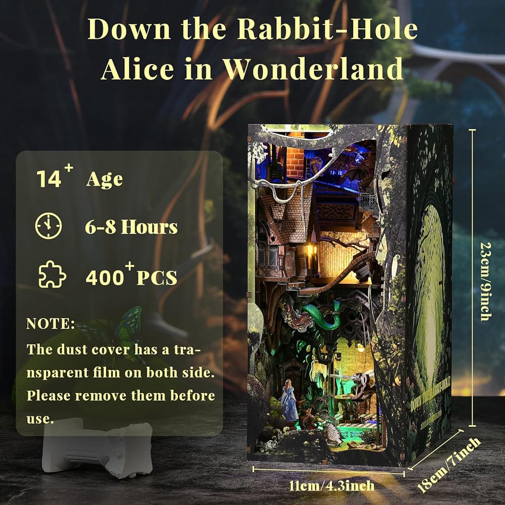 MiniCity DIY Book Nook Kit - Dollhouse Miniature House Kit - LED Light Included - Home Decor Art Collection