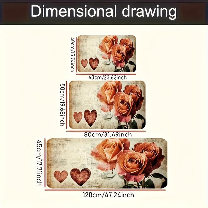 1 Stück Anti-Ermüdungs-Küchenteppiche Vintage Rosen Druck Wasserdicht Rutschfest Dick Gepolsterte Küchenmatte Schwerlast Komfort Stehmatte für Küche