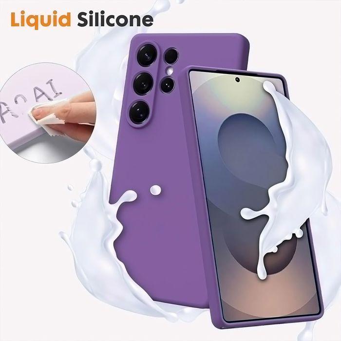 Silicone Case - BOOLING - for Samsung Galaxy S26 Ultra - Anti-Scratch Shockproof - 2 Screen Protectors - Dark Purple