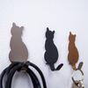 2Pcs/set Wall Mount Stainless Steel Cat Shape Strong Load-Bearing Anti-Rust Hanger, Hanging Storage Key Holder