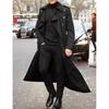 Men Spring Autumn British Style Windbreaker Youth Streetwear Casual Double Breasted Long Jacket
