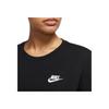 Nike Solid Color Logo Crew Neck T-Shirt Women Tops Black DX7902-010