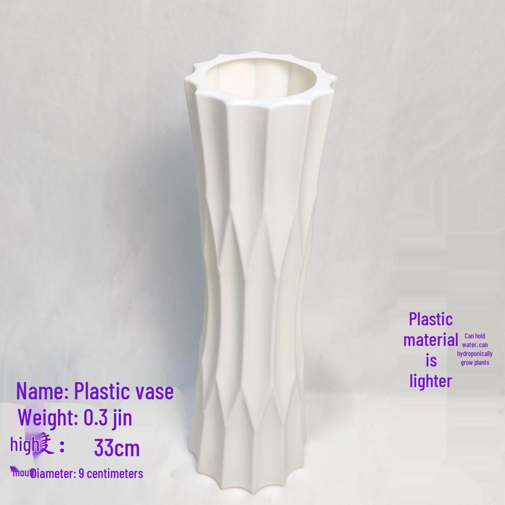 Nordic Large Resin Rattan Vase for Dried Flowers - Ceramic Look, Iron Art Floor Decoration.