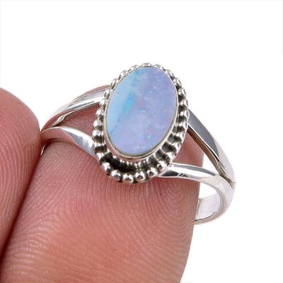 Natural Australian Opal Gemstone 925 Solid Sterling Silver Ring Size 7.5 L6Y31